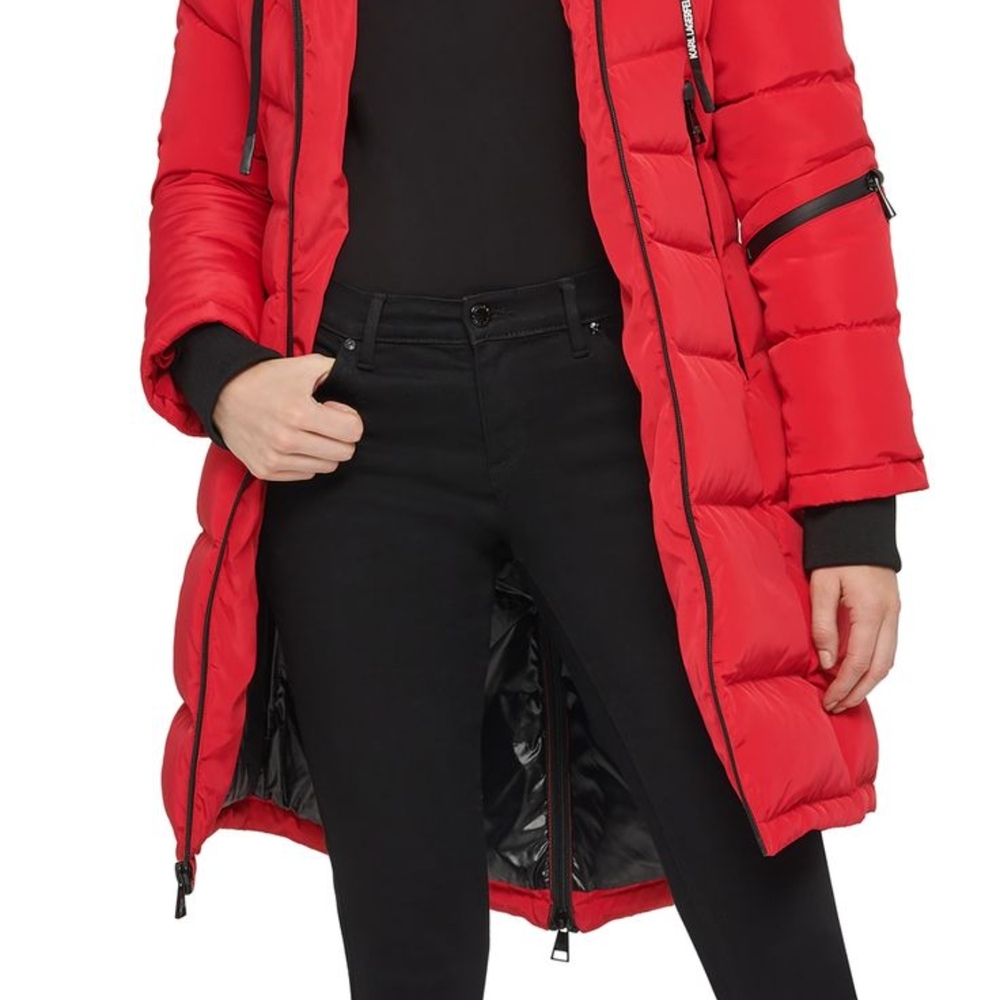 Karl Lagerfeld Vibrant Red Puffer Coat